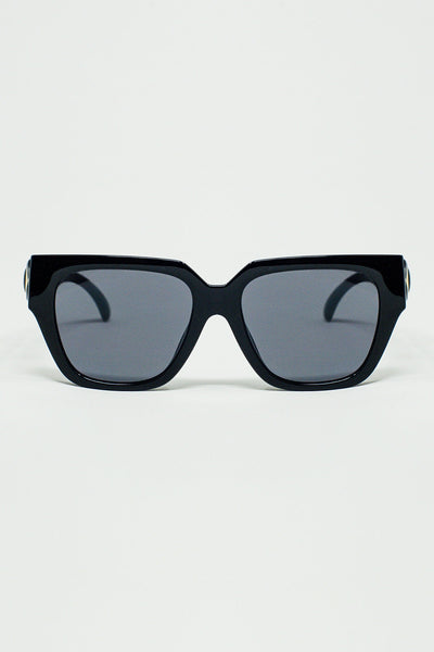 Geometric thick black sunglasses with black lenses from Love Your Beauty