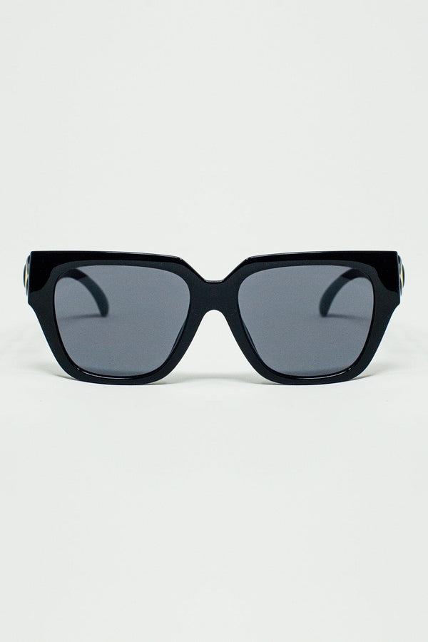 Geometric thick black sunglasses with black lenses from Love Your Beauty