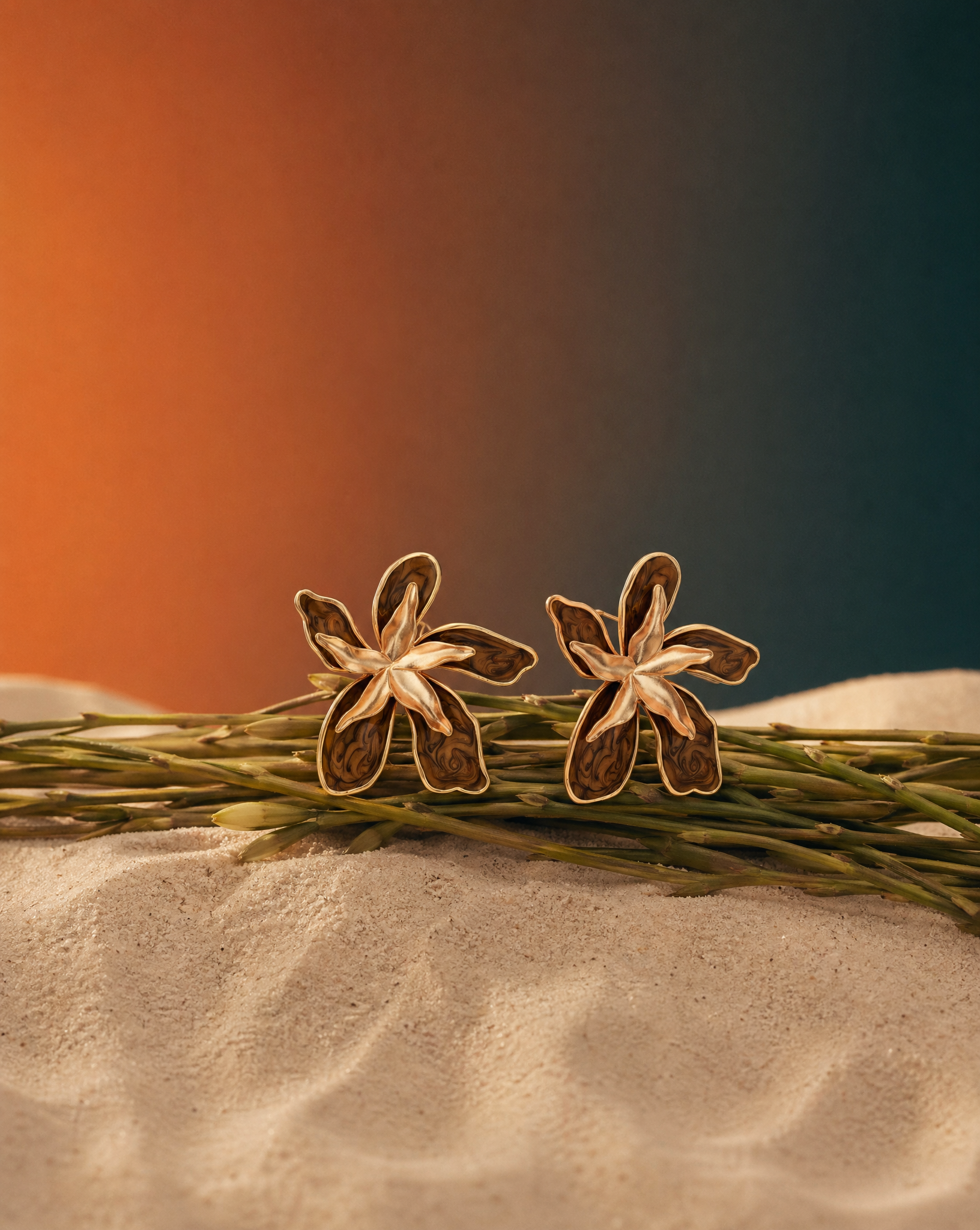 Golden Petal Statement Earrings