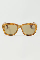 Chunky Square Sunglasses With Yellow Tinted Frame in Light Tortoise Shell