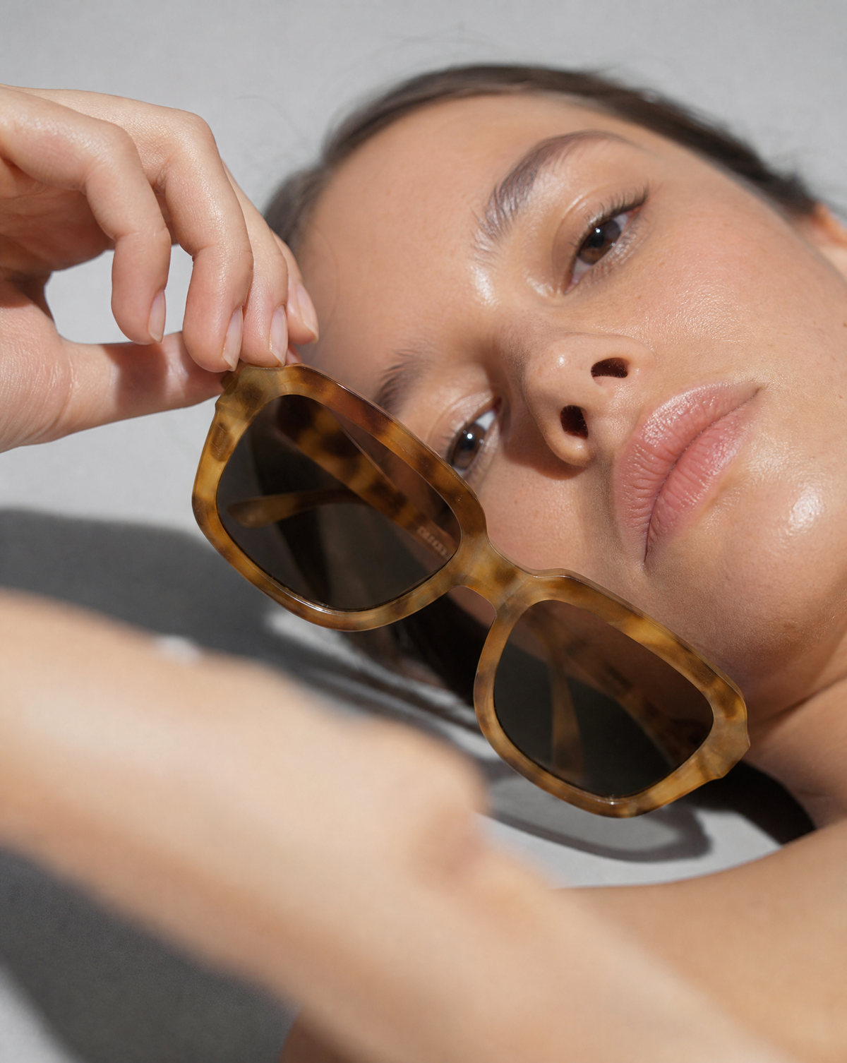 Chunky square sunglasses in light tortoiseshell with yellow tinted lenses from Love Your Beauty