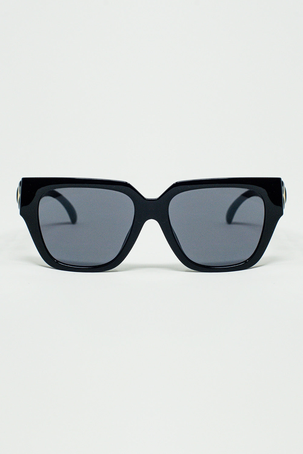 Geometric thick black sunglasses with black lenses from Love Your Beauty