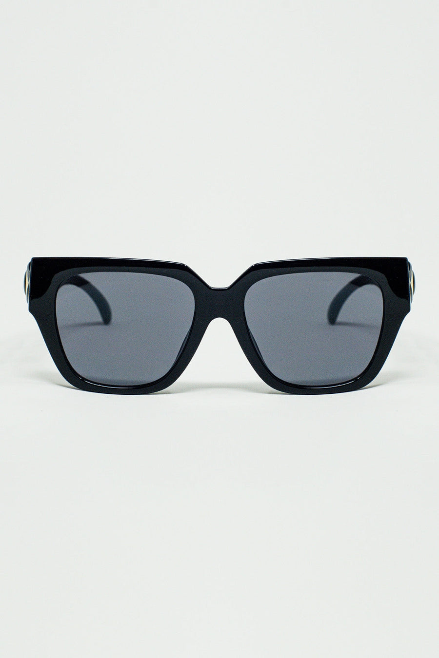 Geometric thick black sunglasses with black lenses from Love Your Beauty