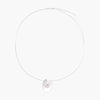 Sterling silver disc necklace with textured finish and centered freshwater pearl on delicate chain