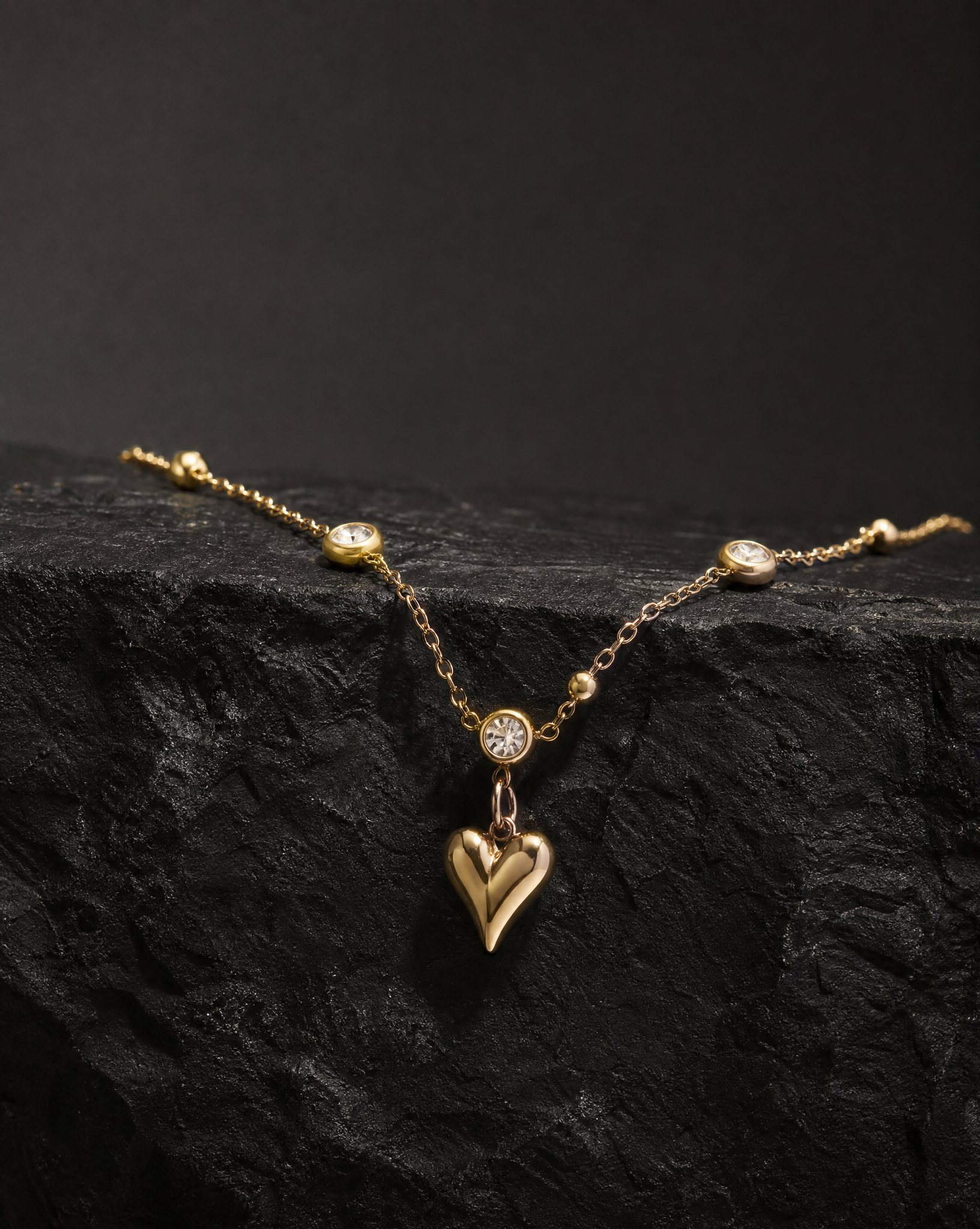 Crystal Heart Charm Necklace