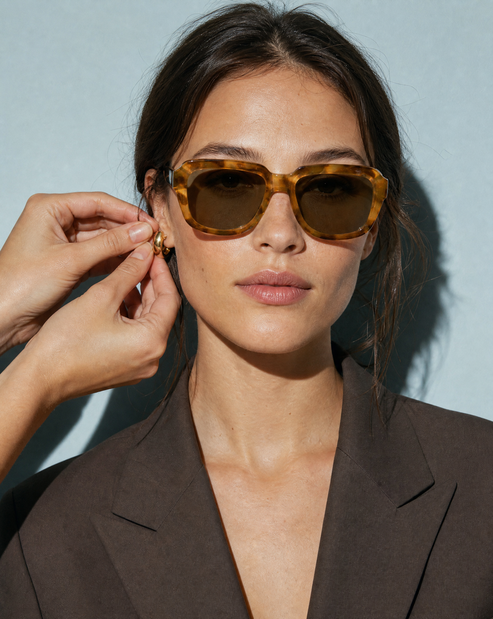 Chunky Square Sunglasses With Yellow Tinted Frame in Light Tortoise Shell