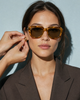 Chunky Square Sunglasses With Yellow Tinted Frame in Light Tortoise Shell