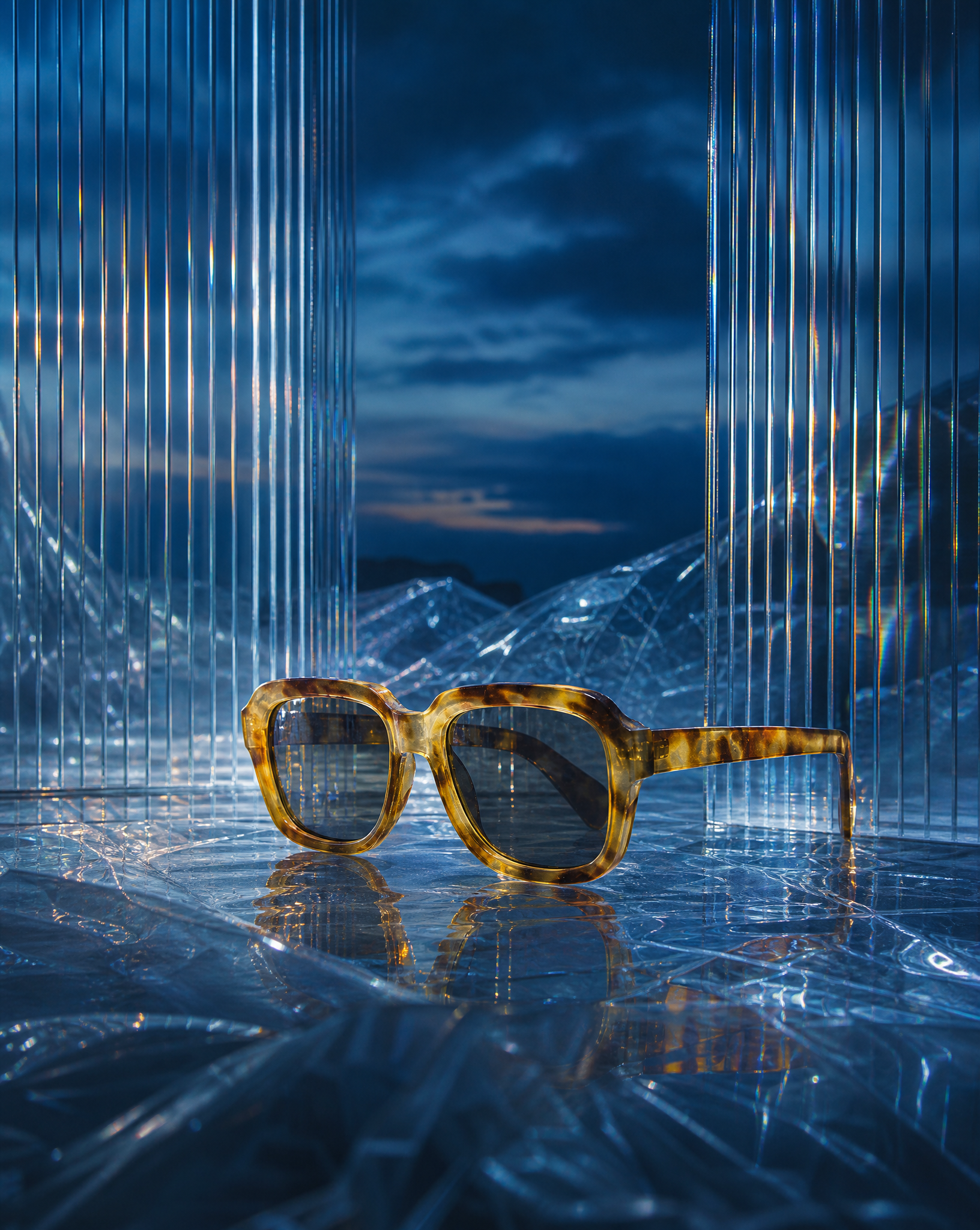Chunky Square Sunglasses With Yellow Tinted Frame in Light Tortoise Shell