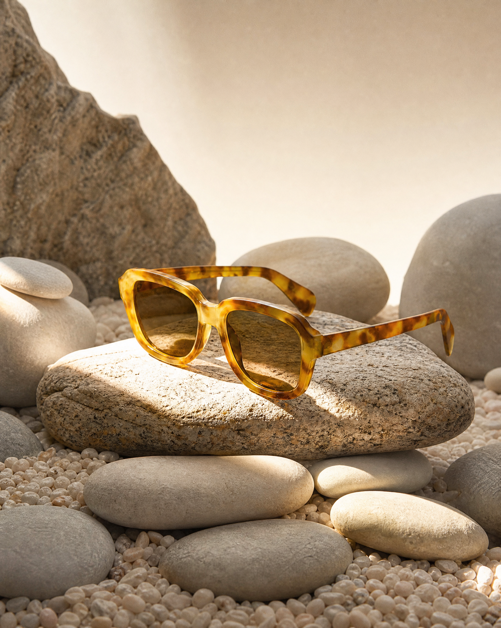 Chunky Square Sunglasses With Yellow Tinted Frame in Light Tortoise Shell