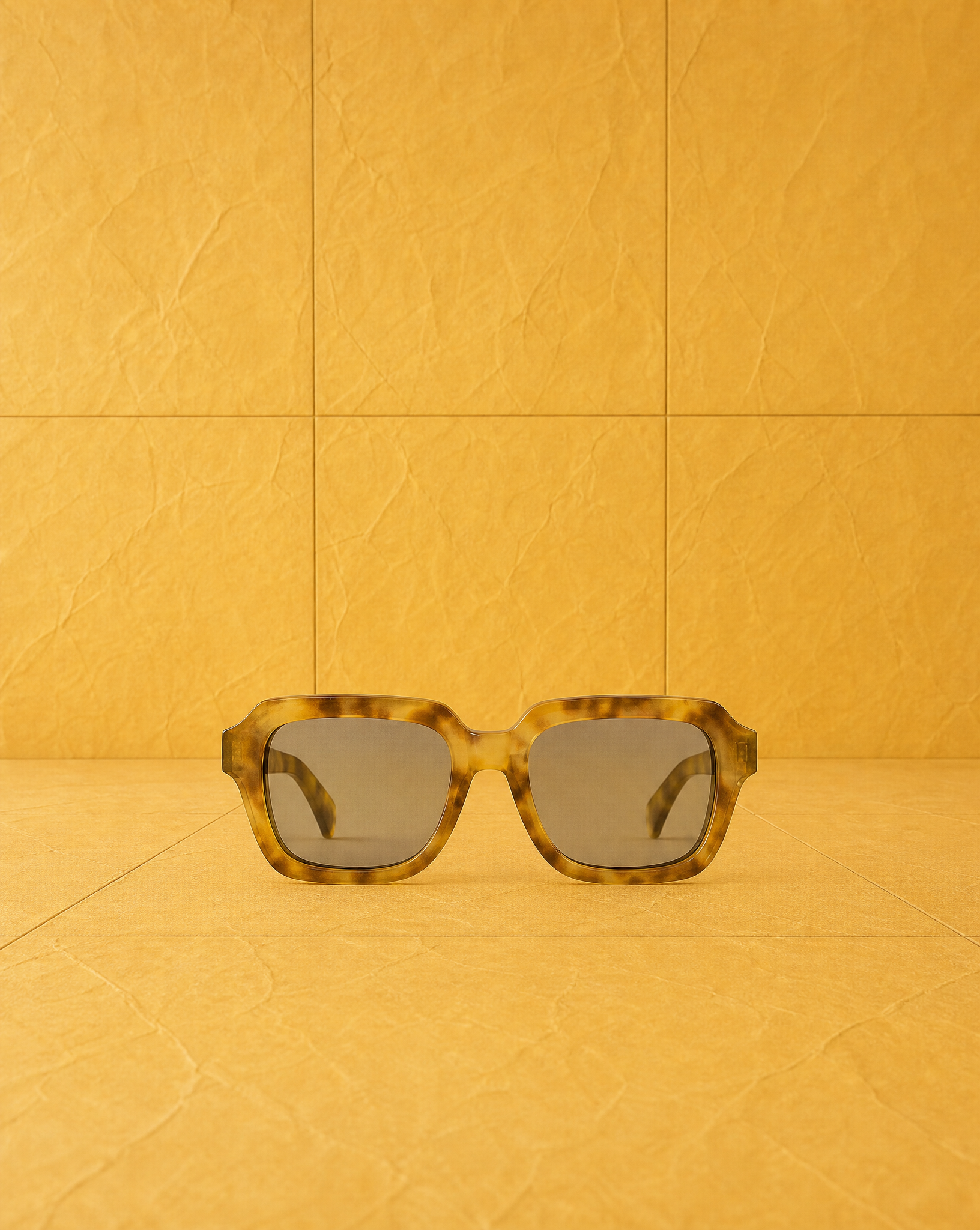 Chunky Square Sunglasses With Yellow Tinted Frame in Light Tortoise Shell