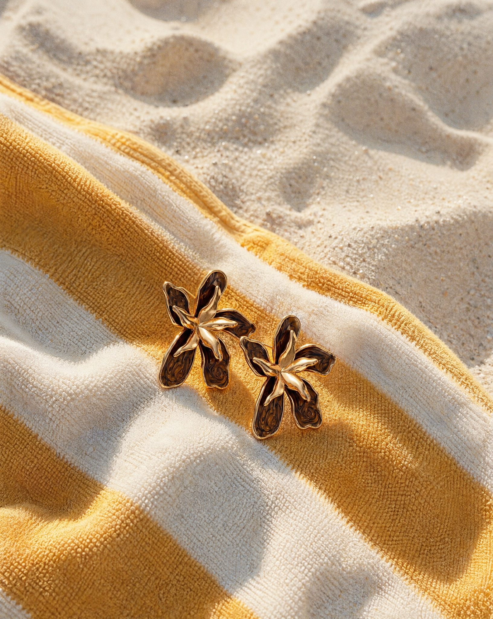 Golden Petal Statement Earrings