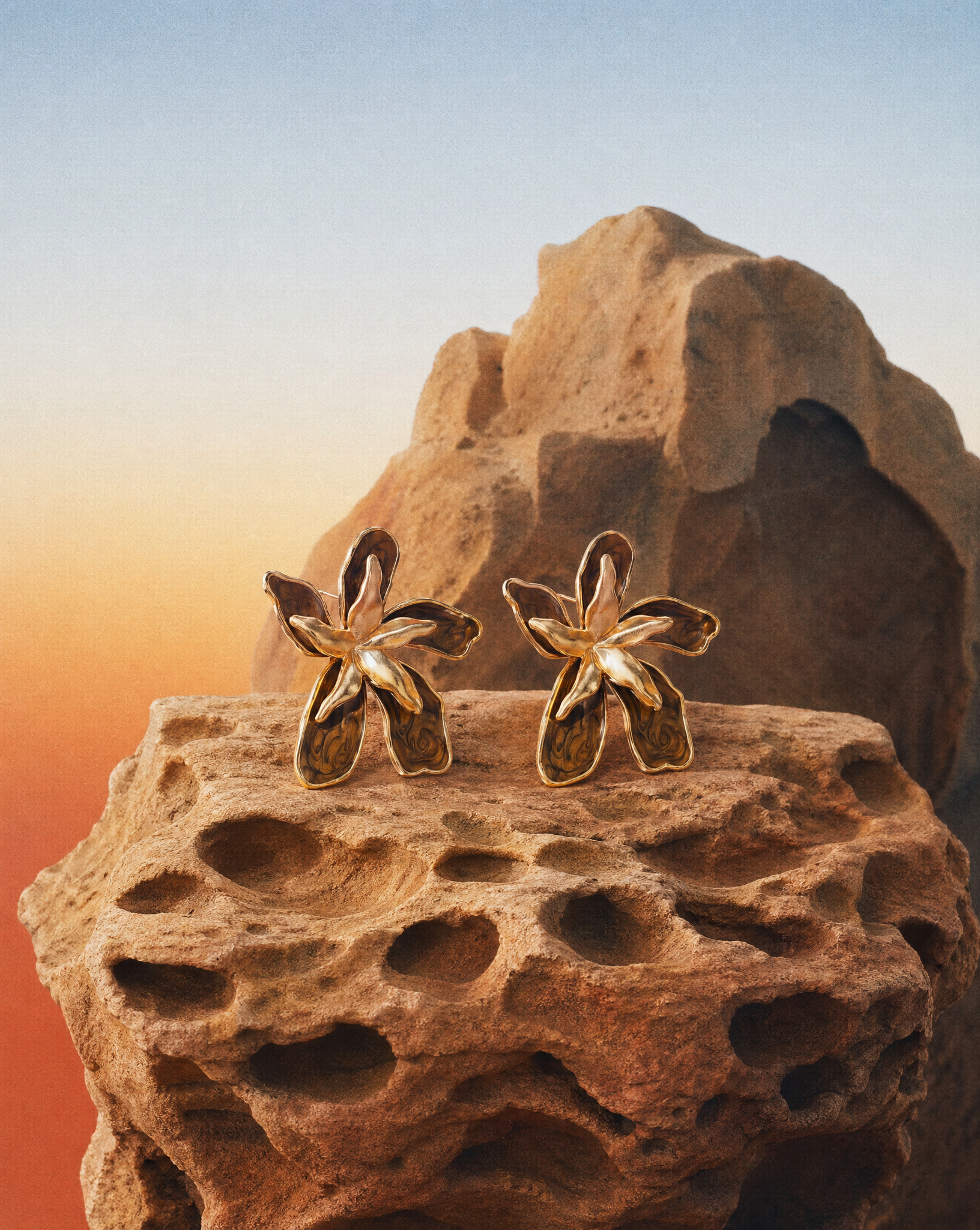 Golden Petal Statement Earrings