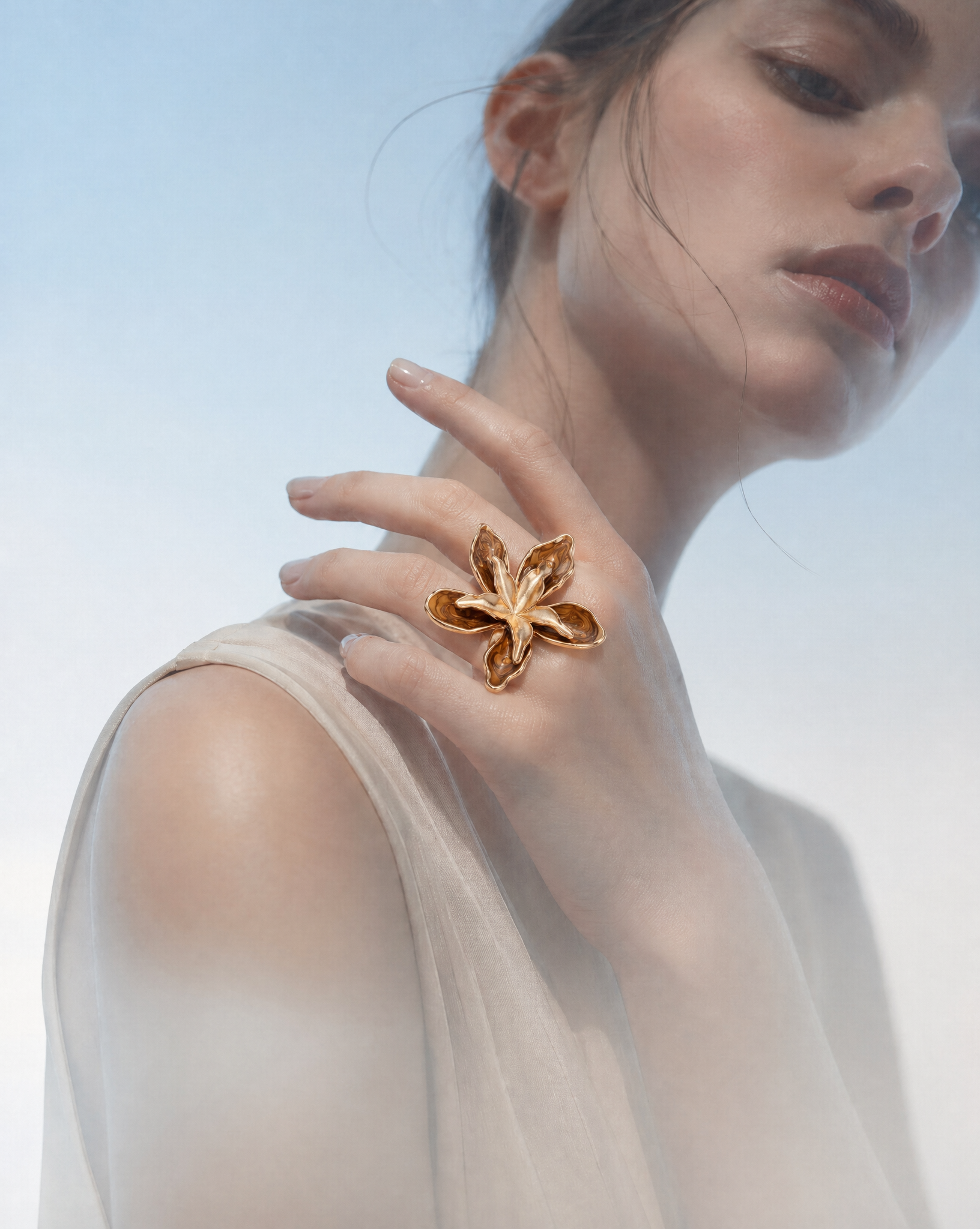Golden Bloom Statement Ring
