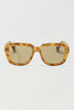 Chunky Square Sunglasses With Yellow Tinted Frame in Light Tortoise Shell