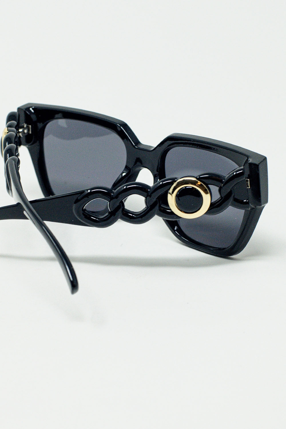 Geometric Thick Black Sunglasses With Black Lens-Love Your Beauty 